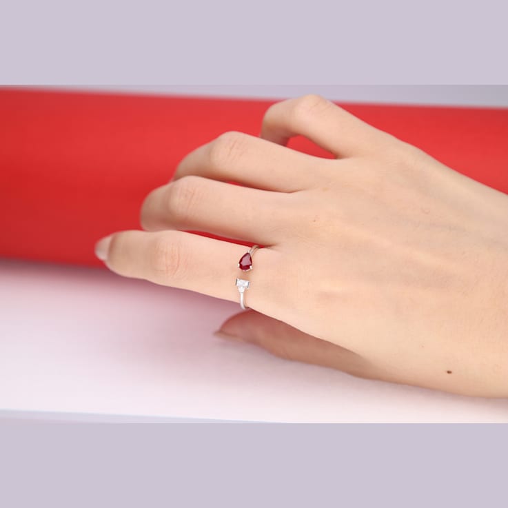 Gin & Grace 18K White Gold Ruby and Diamond Ring