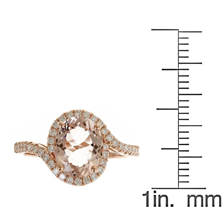 Gin & Grace 14K Rose Gold Genuine Oval Cut Morganite Statement Ring