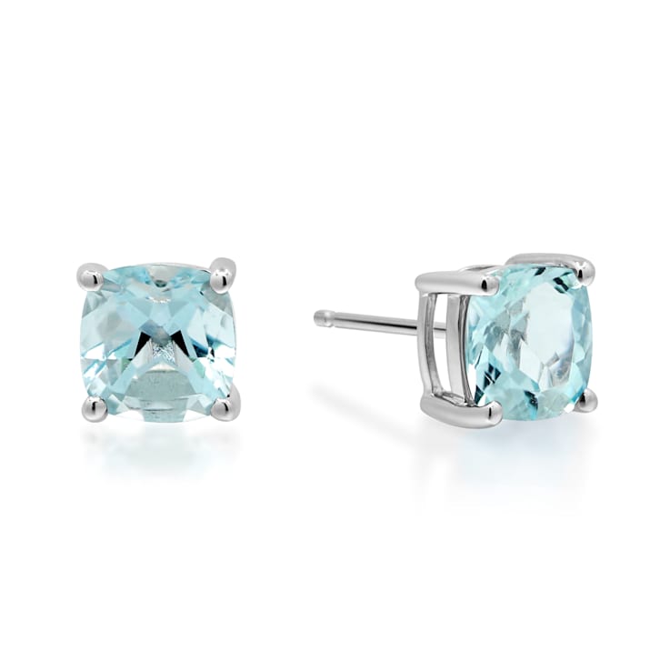 Gin & Grace 14K White Gold Aquamarine Stud Earring