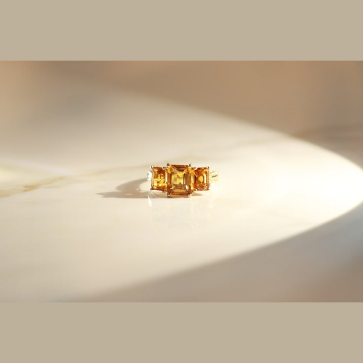 Gin & Grace 14K Yellow Gold Real Diamond Anniversary Ring (I1) with
Natural Citrine 3 Stone