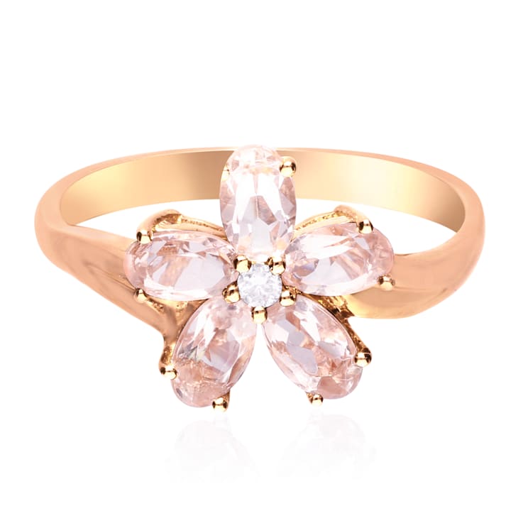Gin & Grace 10K Rose Gold Real Diamond Anniversary Engagement Ring
(I1) with Genuine Morganite