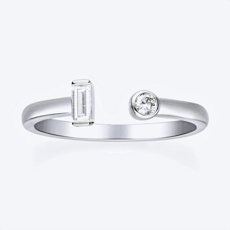 Gin & Grace 18K White Gold Natural White Diamond Ring