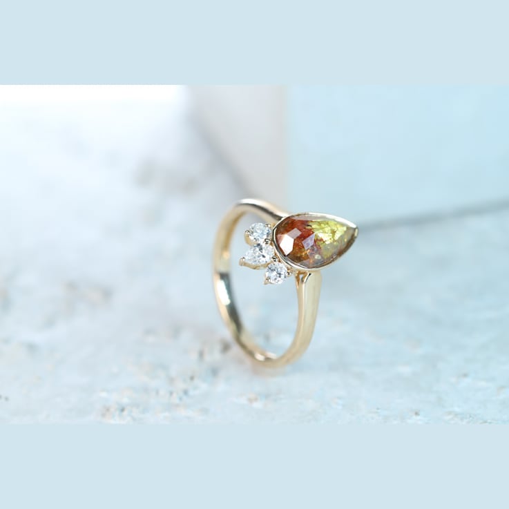 Gin & Grace 14K Yellow Gold Natural Brown and White Diamonds Ring