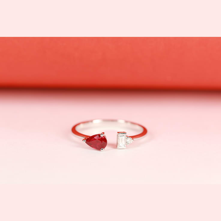 Gin & Grace 18K White Gold Ruby and Diamond Ring