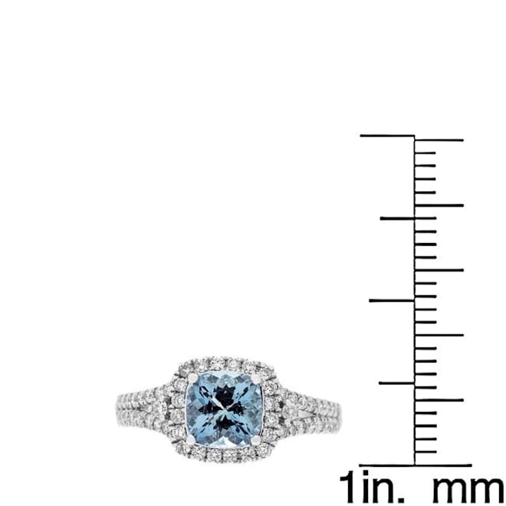 Gin & Grace 14K White Gold Aquamarine Ring with Diamond