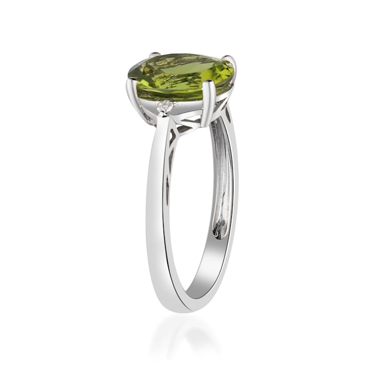 Gin & Grace 10K White Gold Genuine Peridot With Natural Diamond (I1)
Statement Ring
