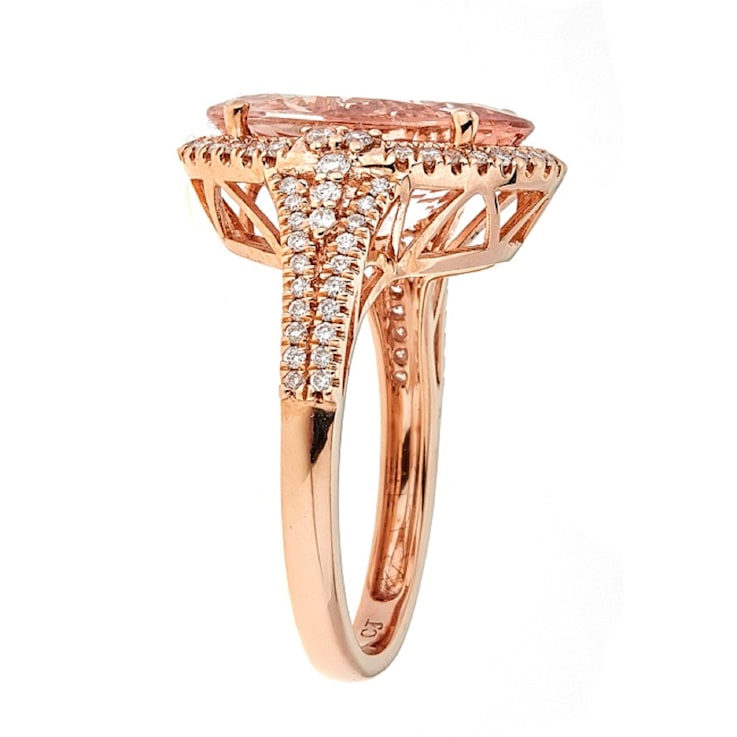 Gin & Grace 14K Rose Gold Real Diamond Big Statement Ring (I1) with
Genuine Morganite