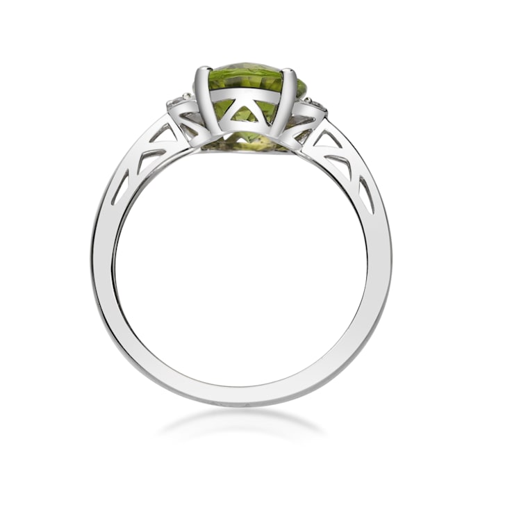 Gin & Grace 10K White Gold Genuine Peridot With Natural Diamond (I1)
Statement Ring