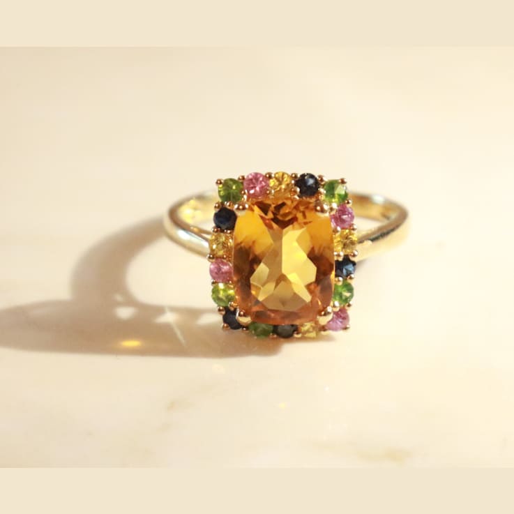 Gin & Grace 10K Yellow Gold  Citrine  with Citrine Tsavorite and Multi-Sapphire