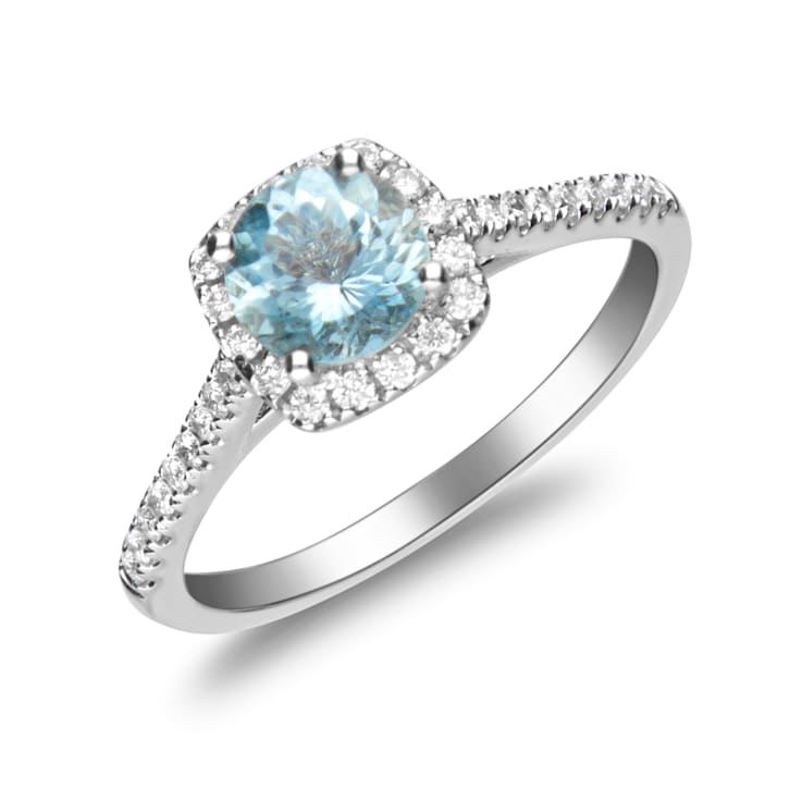 Gin & Grace 14K White Gold Ring with Aquamarine