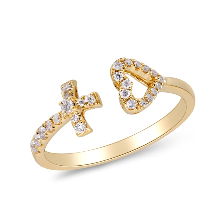 Gin & Grace 14K Yellow Gold Round-cut Real White Diamond (I1) Ring
