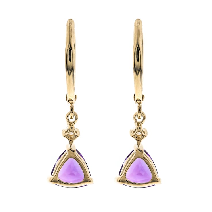 Gin & Grace 14K Yellow Gold Real Diamond LeverBack Earring with Amethyst