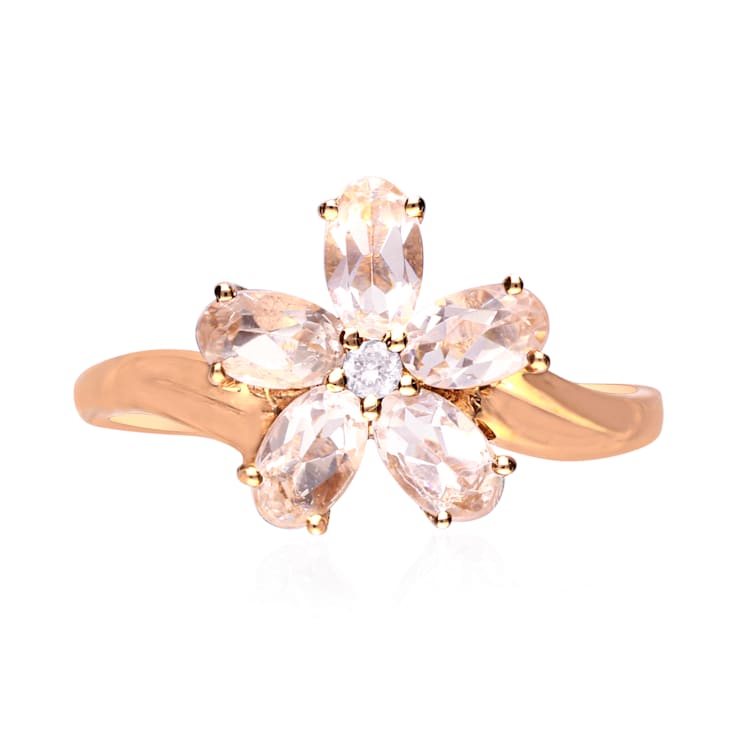 Gin & Grace 10K Rose Gold Real Diamond Anniversary Engagement Ring
(I1) with Genuine Morganite