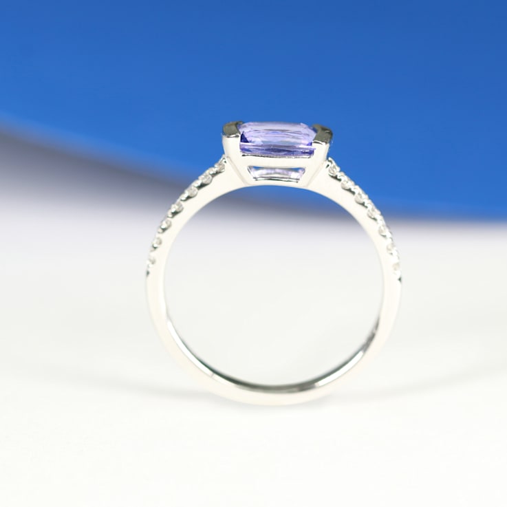 Gin & Grace 14K White Gold Real Diamond Ring (I1) with Genuine
Tanzanite Ring