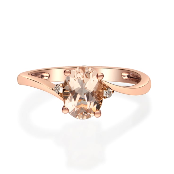 Gin & Grace 14k Rose Gold Morganite With Diamond  Ring