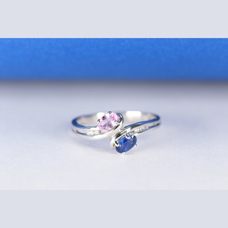 Gin & Grace 14K White Gold Real Diamond Ring (I1) with Natural Pink
Sapphire & Sapphir