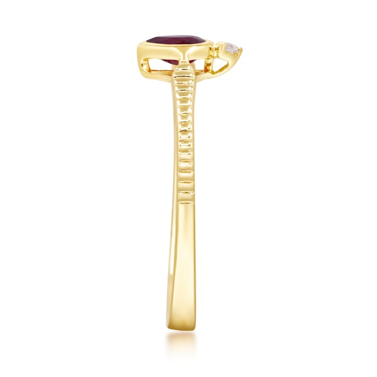 Gin and Grace 14K Yellow Gold Natural Ruby Ring with Real Diamonds