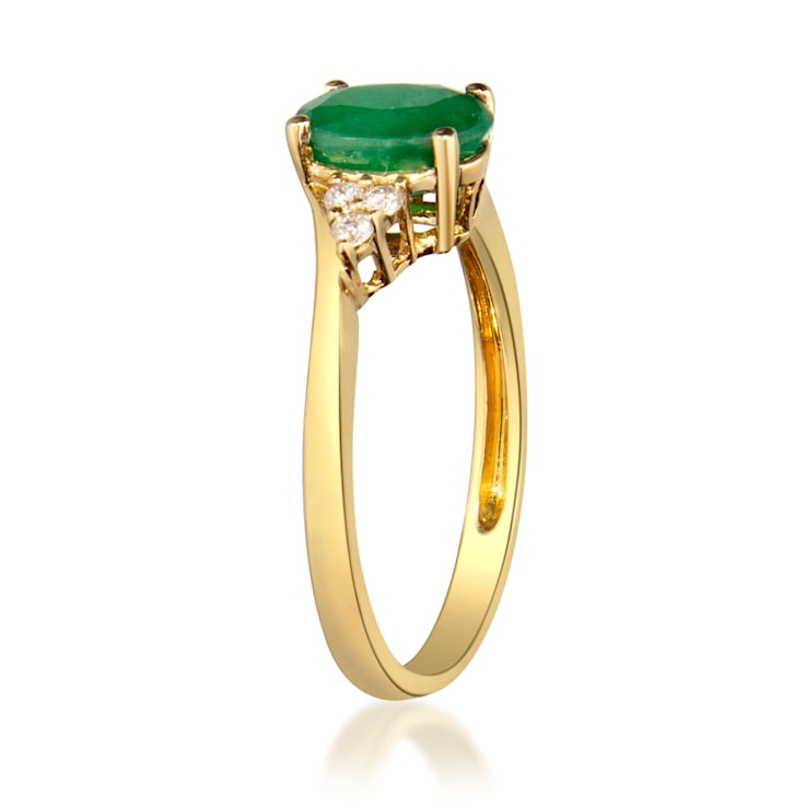 Gin & Grace 10K Yellow Gold Emerald &  Diamond Ring