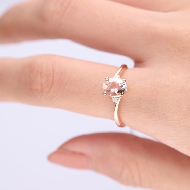 Gin & Grace 14k Rose Gold Morganite With Diamond  Ring