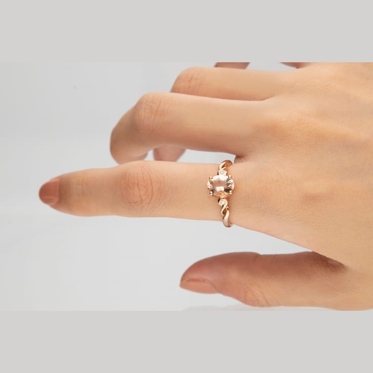 Gin & Grace 10K Rose Gold Morganite and Diamond Engagement Ring