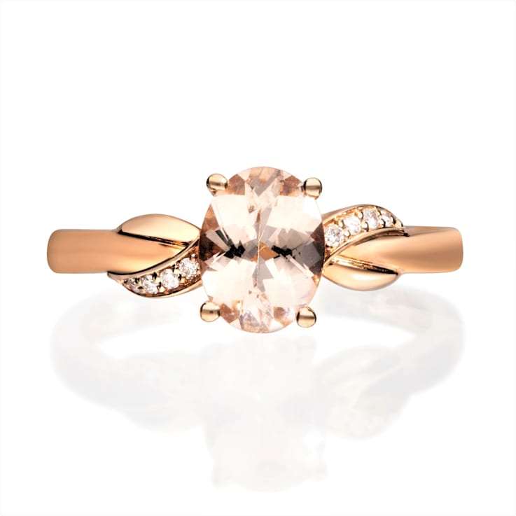 Gin & Grace 10K Rose Gold Morganite and Diamond Ring