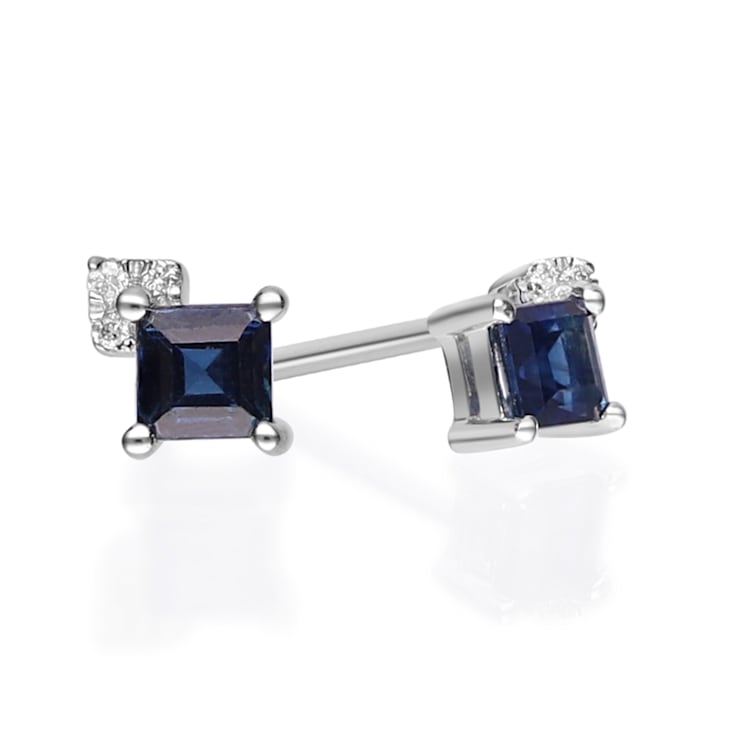 Gin & Grace 10K White Gold Genuine Blue Sapphire and Real Diamond
(I1) Earring