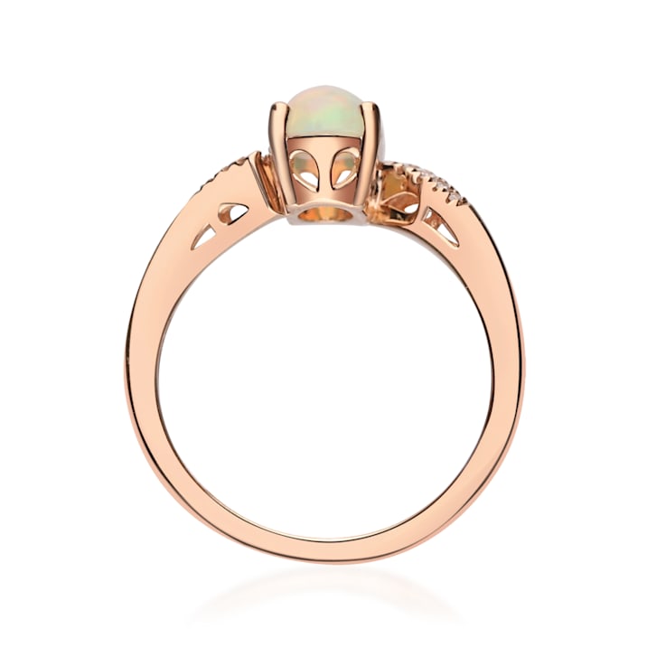 Gin & Grace 14K Rose Gold Natural Opal With Diamond (I1) Ring