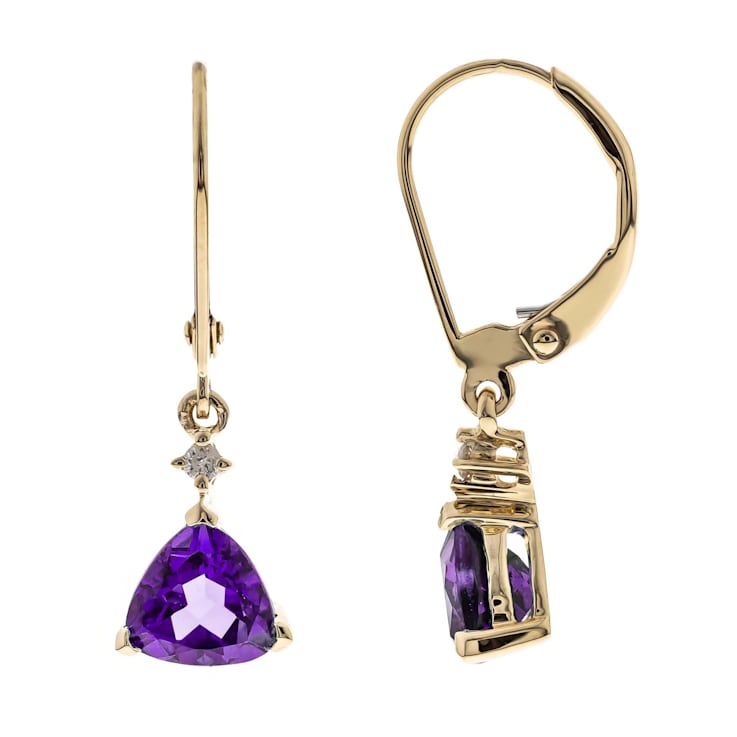 Gin & Grace 14K Yellow Gold Real Diamond LeverBack Earring with Amethyst
