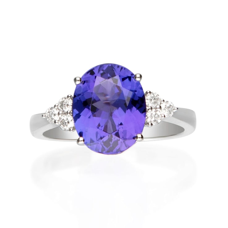 Gin & Grace 14k White Gold Genuine Tanzanite With Natural Diamond
(I1) Statement Ring