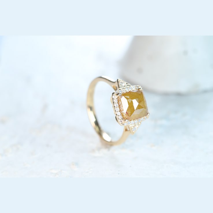 Gin & Grace 14K Yellow Gold Natural Brown and White Diamonds Ring