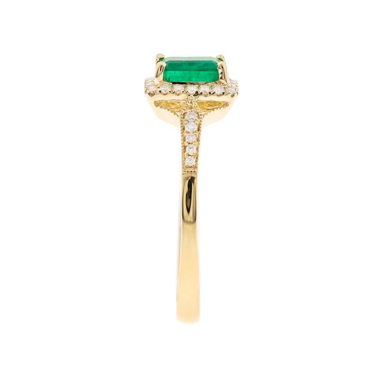 Gin and Grace 10K Yellow Gold Zambian Emerald Ring with Diamonds