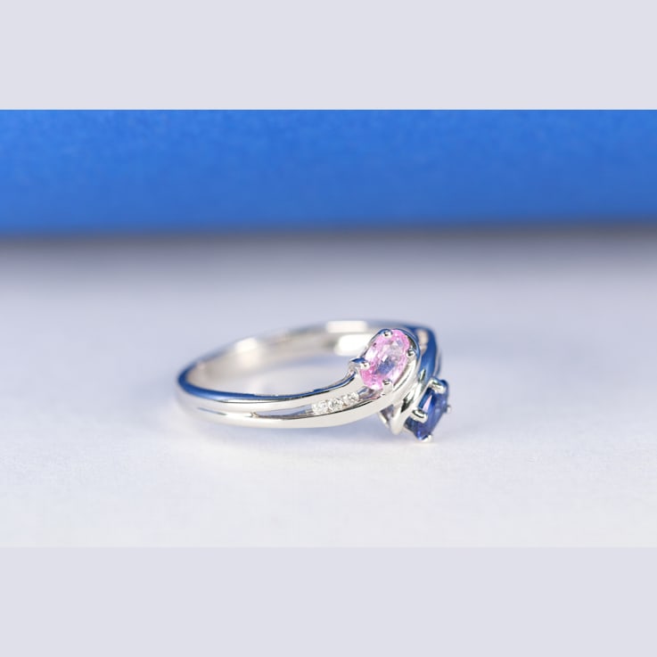 Gin & Grace 14K White Gold Real Diamond Ring (I1) with Natural Pink
Sapphire & Sapphir
