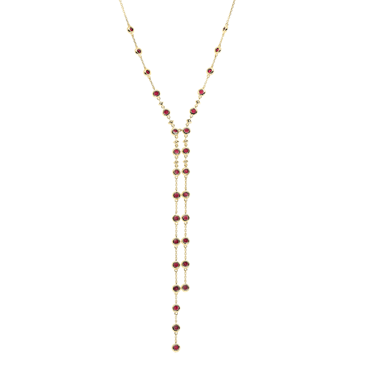Gin and Grace 14K Yellow Gold Natural Ruby Necklace with Real Diamonds