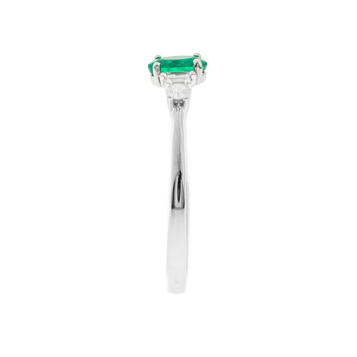 Gin and Grace 10K White Gold Zambian Emerald Ring with Diamonds