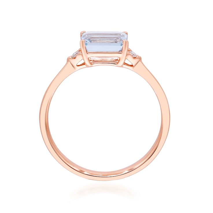 Gin and Grace 14K Rose Gold Aquamarine Ring with Diamonds