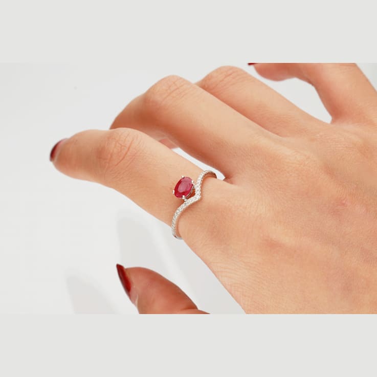 Gin & Grace 14K Yellow Gold Genuine Ruby and Real Diamond (I1) Ring