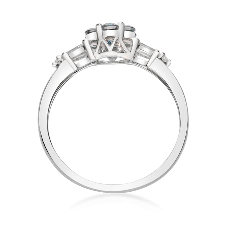 Gin & Grace 10K White Gold Blue Sapphire and Diamond Ring (I1)