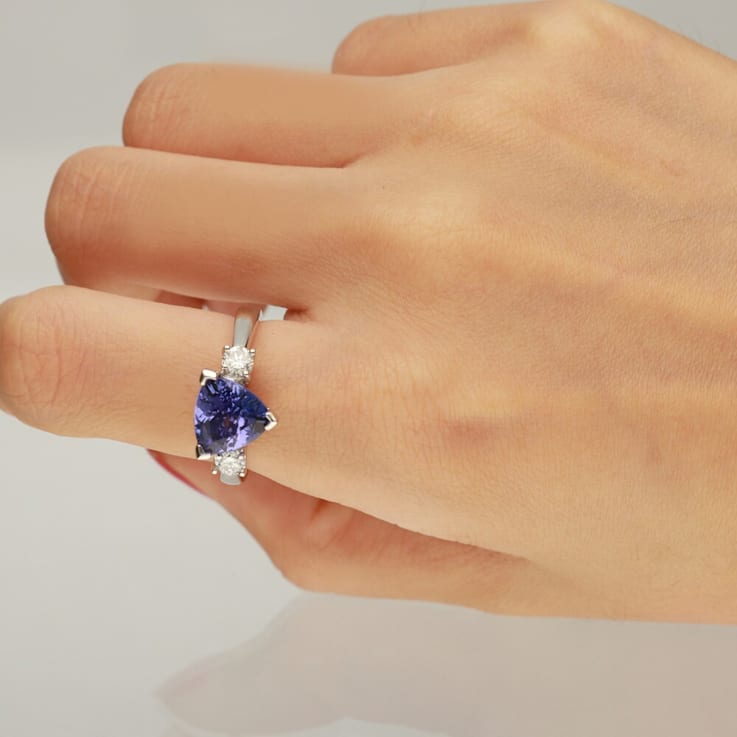 Gin & Grace 14k White Gold Genuine Tanzanite With Natural Diamond
(I1) Statement Ring
