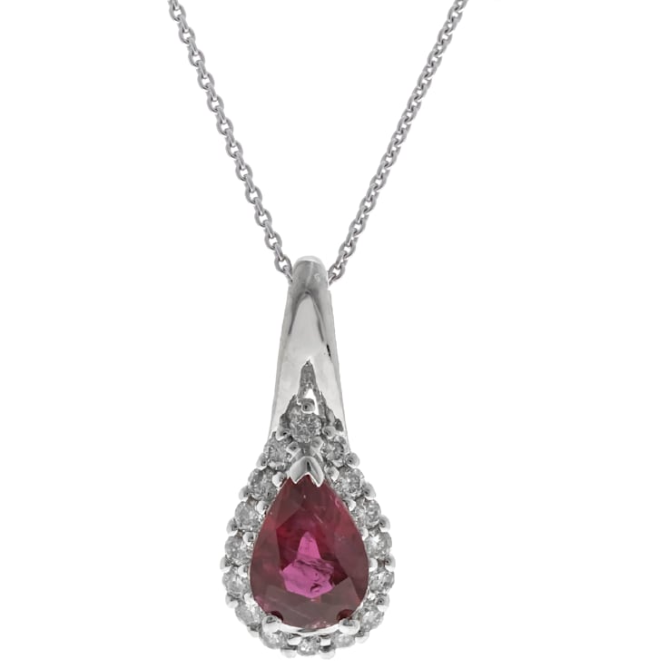 Gin and Grace 14K White Gold Ruby Pendant with Diamonds