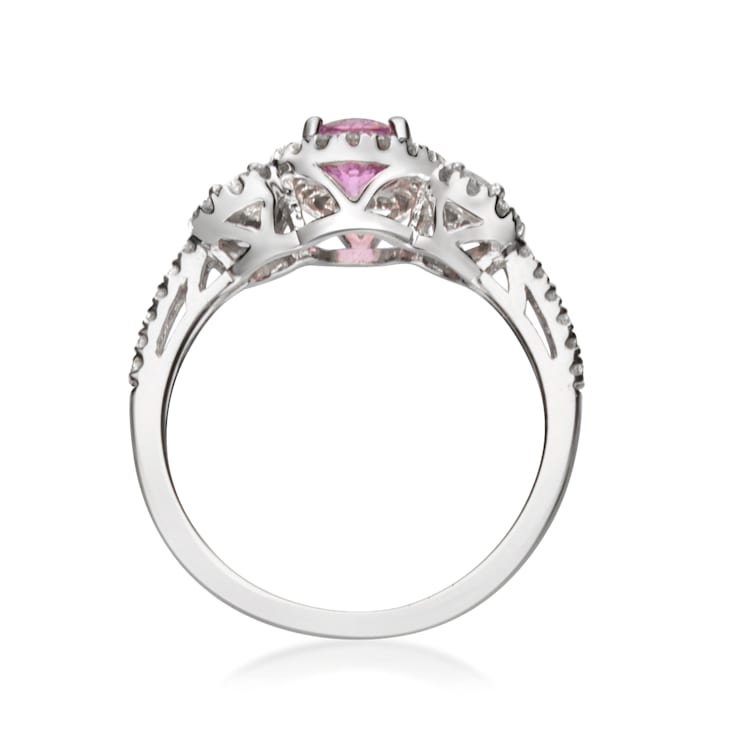 Gin & Grace 14K White Gold Diamond Ring with Pink Sapphire