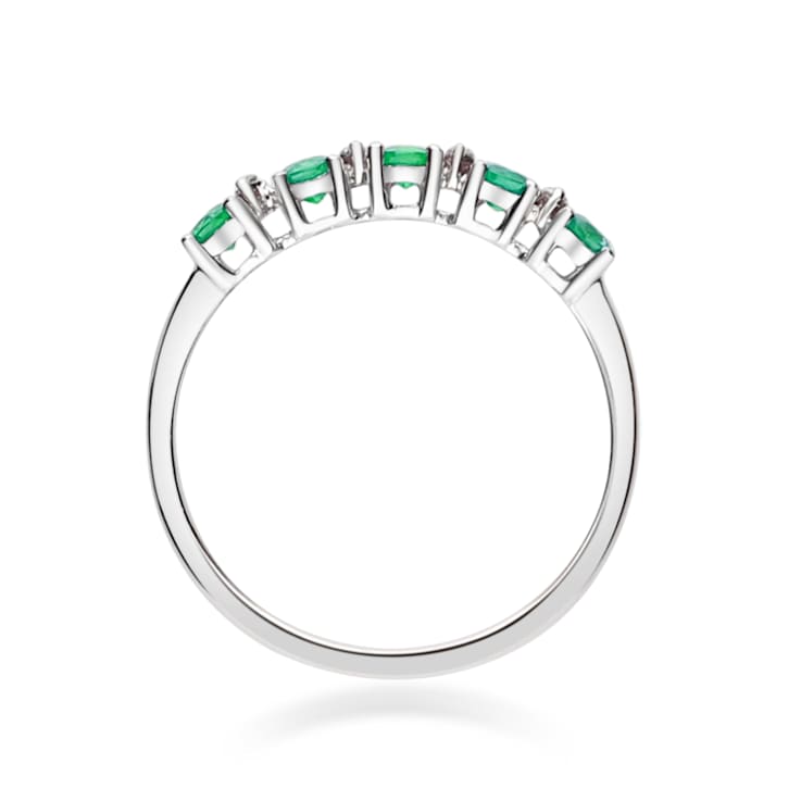 Gin & Grace 10K White Gold Natural Zambian Emerald Ring with Real Diamonds