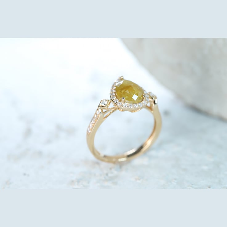 Gin & Grace 14K Yellow Gold Natural Brown and White Diamonds Ring