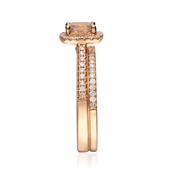Gin & Grace 14K Rose Gold Real Diamond Ring (I1) with Genuine Morganite