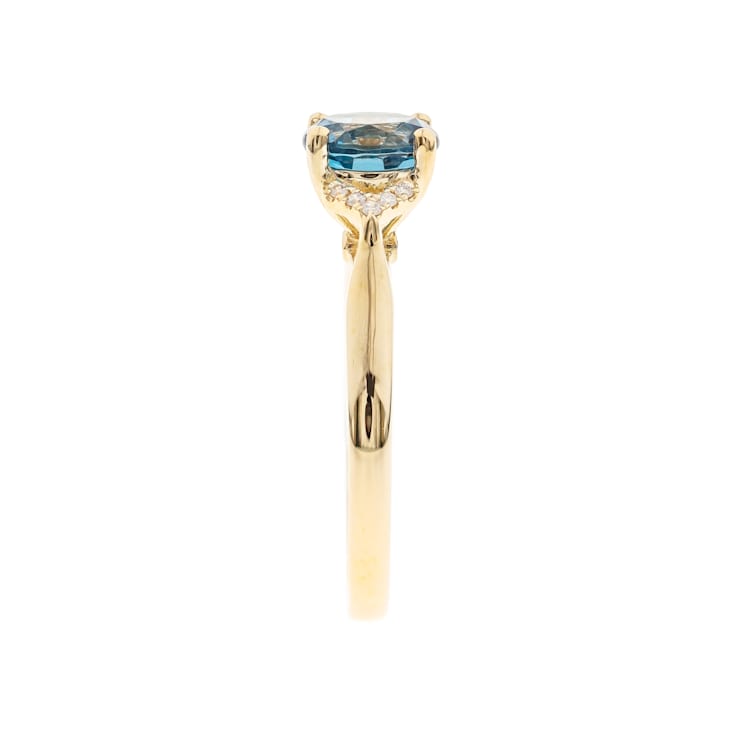 Gin & Grace 10K Yellow Gold Real Diamond Ring (I1) with Genuine
London Blue Topaz