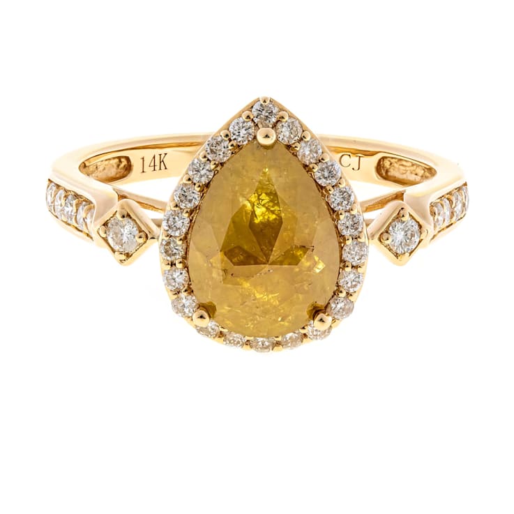 Gin & Grace 14K Yellow Gold Natural Brown and White Diamonds Ring
