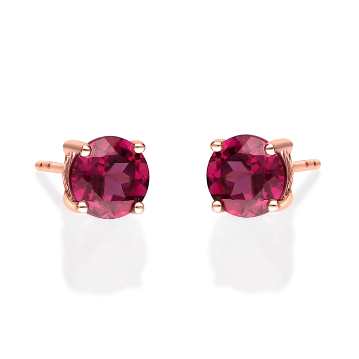 Gin & Grace 10K Rose Gold Raspberry color Natural Rodholite Garnet
Stud Earring