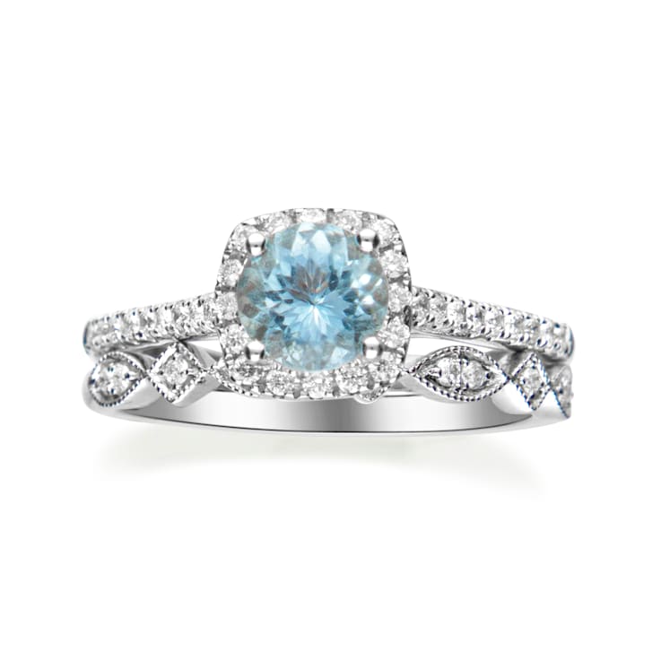 Gin & Grace 14K White Gold Ring with Aquamarine