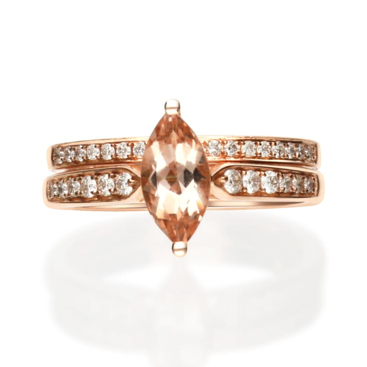 Gin & Grace 14K Rose Gold Morganite with Diamond (I1) Ring