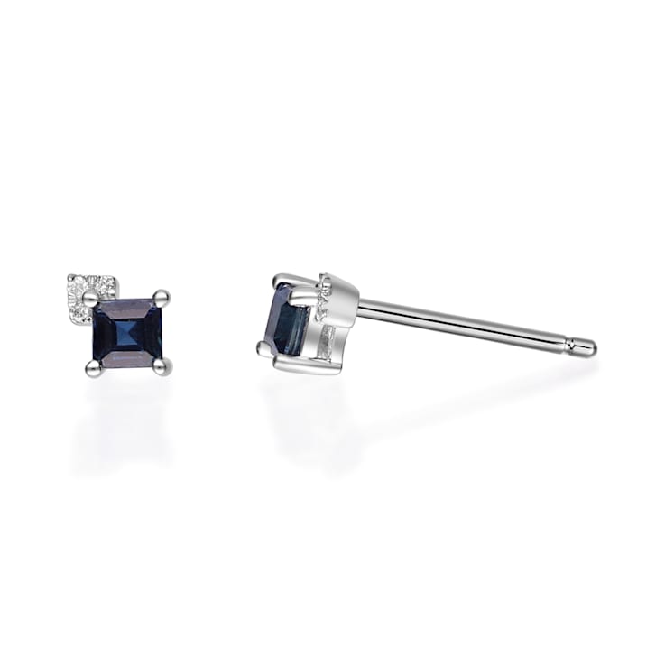 Gin & Grace 10K White Gold Genuine Blue Sapphire and Real Diamond
(I1) Earring