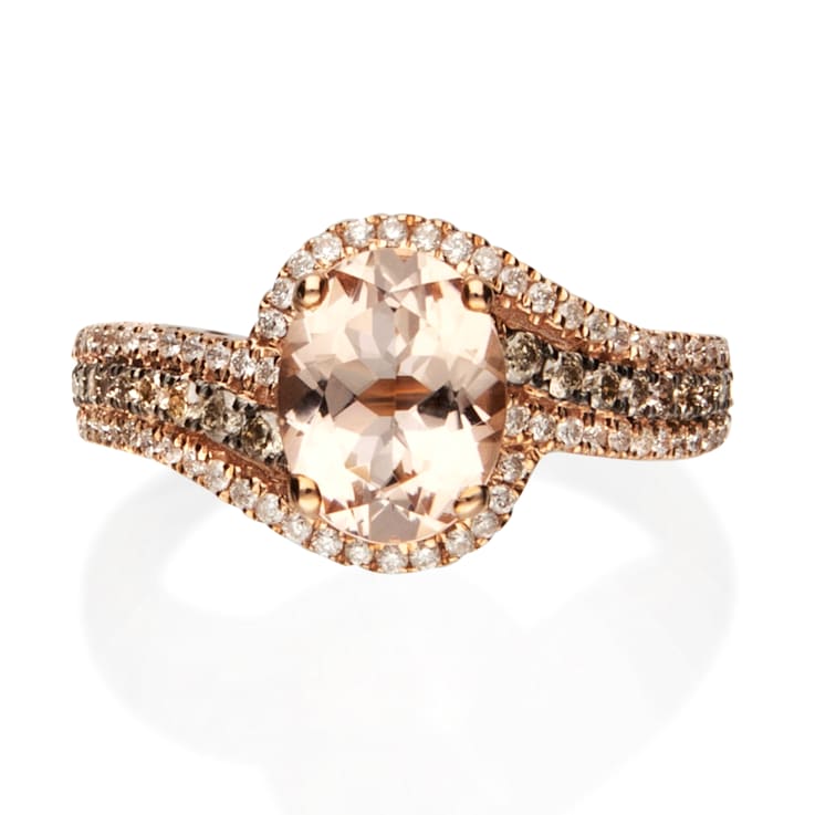 Gin & Grace 10K Rose Gold Morganite and Diamond Ring